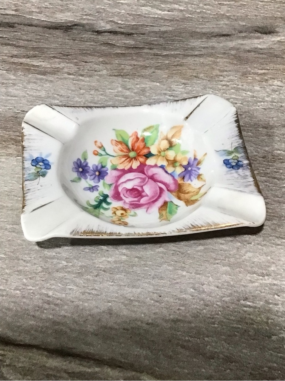 Vintage FERN Hand Painted Japan Floral Porcelain Trinket Tray Ashtray 3.75” - Picture 3 of 8